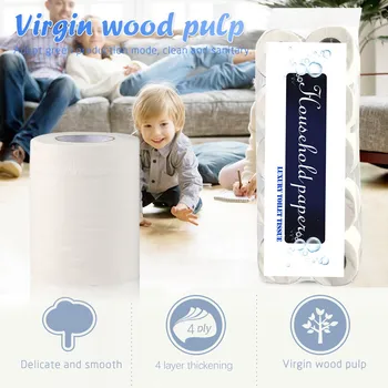 

10pcs Roll Paper Tissue Paper Roll 4 Layer Thickened Household Paper Absorbent 4 Ply Paper Towels Without Chlorine Bleach ZJXM2