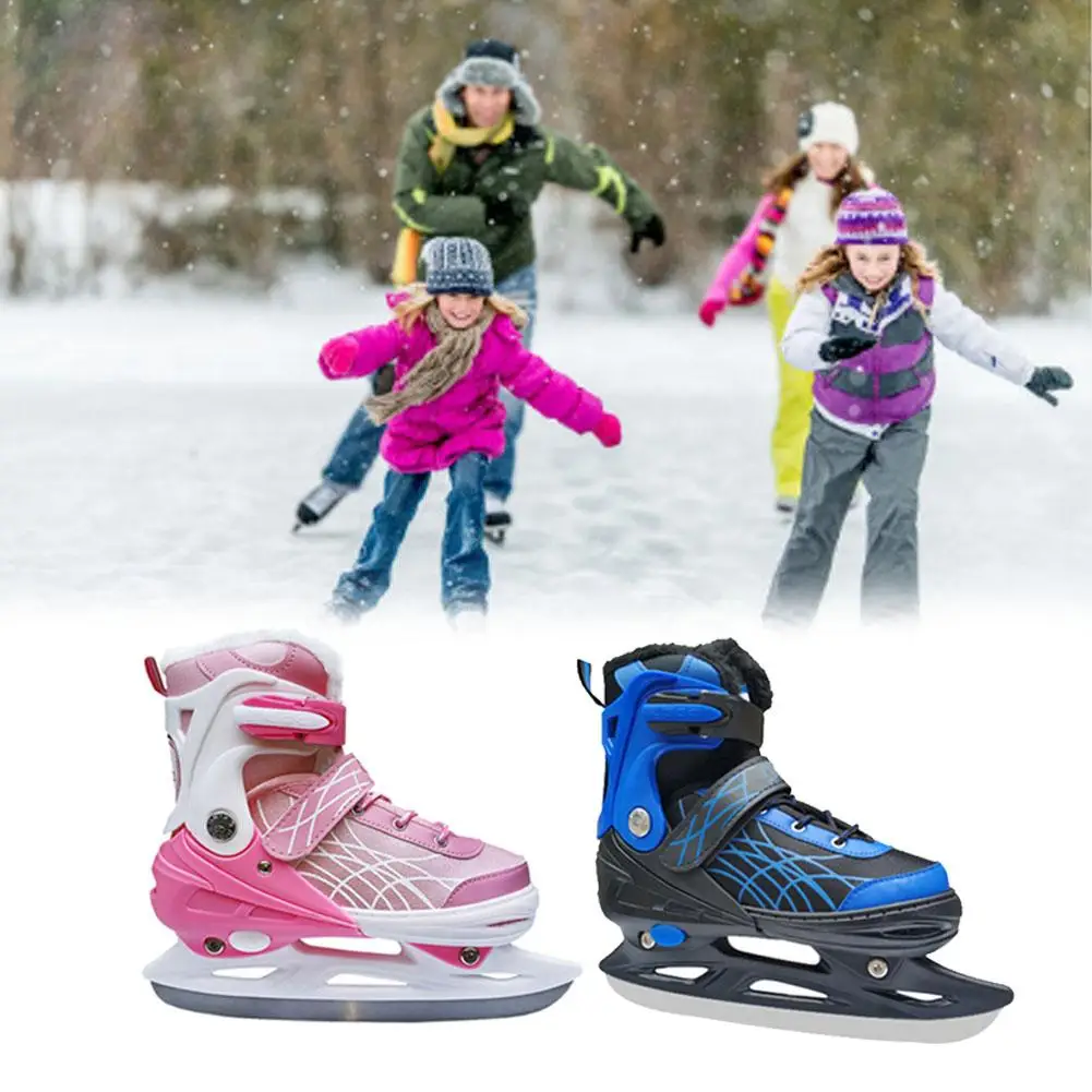 

Ice Skate Shoes Children Adult Beginner Adjustable Ice Hockey Ice Skate Blade Thickened Students Speed Skating Shoes Warm //