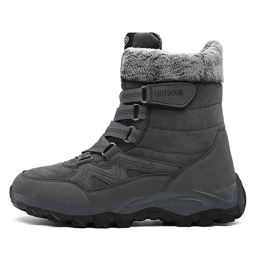 Gray with Fur JUNJARM супер теплый Мужские зимние сапоги Мужские зимние ботинки до середины икры на открытом воздухе мужские полусапоги Водонепроницаемый Утепленная одежда Сапоги Для мужчин сапоги для мужчин - Цвет: Gray with Fur