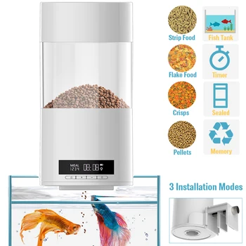

Firya Automatic Fish Food Feeder Digital Auto for Aquarium Tank USB Rechargeable Timer Dispenser Vacation Pet Flakes Holiday
