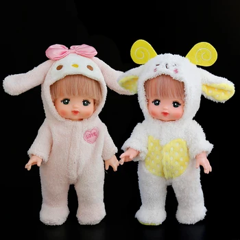 

25cm Doll Clothes Mellchan Doll Clothes Accessories Cute Little Sheep Pink Big Eared Rabbit Bodysuit Baby Clothes Toy