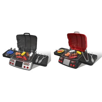 

Kitchen Pretend Play Toys Simulation Electric BBQ Grill Sausage Wing Tomato Sauce Cooking Machine Kids Children Dolls Toy