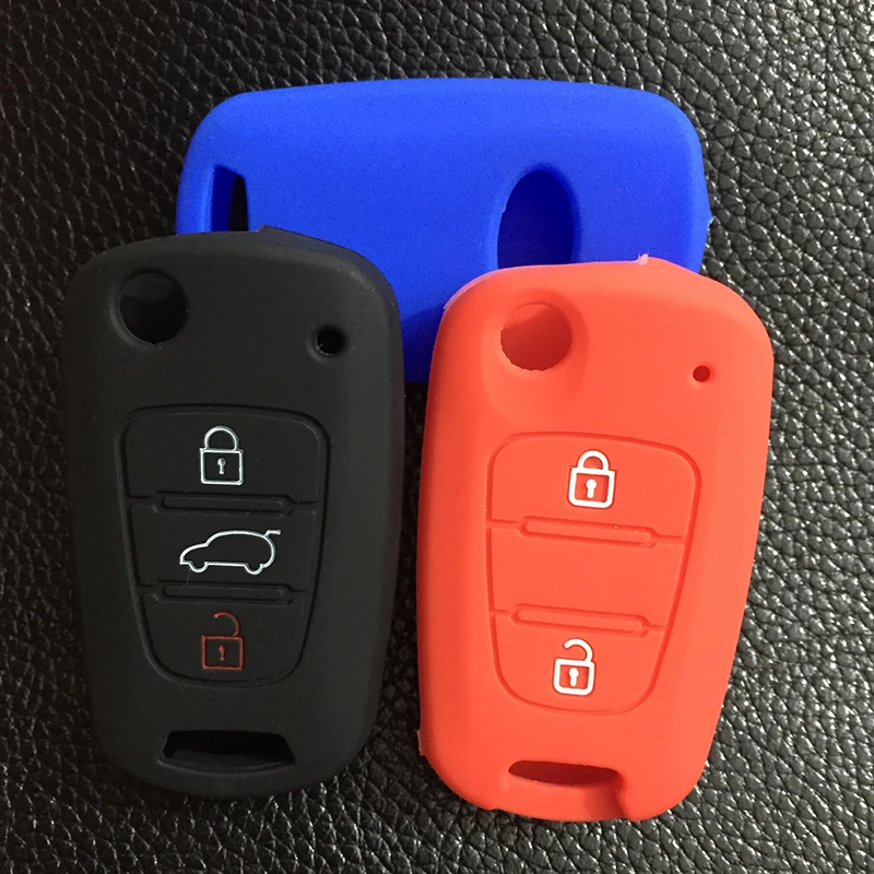 

2 3 button Silicone Car Key Cover Case For Kia RIO K5 K2 Sportage Sorento For Hyundai i20 i30 i35 iX20 iX35 Solaris Verna