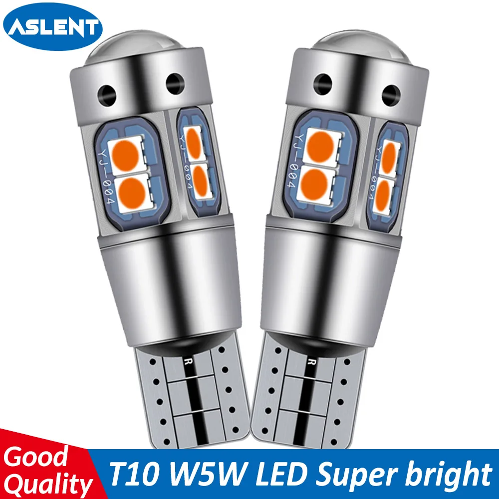 

ASLENT led Car Interior Bulb Canbus Error Free T10 White 3030 10SMD LED 12V Side Wedge Light White Lamp Auto Bulb Car Styling