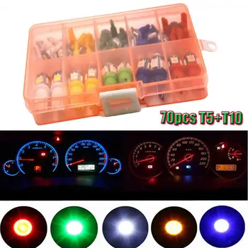 

Universal DC 12V 70pcs/Set T5 T10 LED Panel Dashboard Light Cluster Plug Dash Indicator Lamp Brand New And High Quality