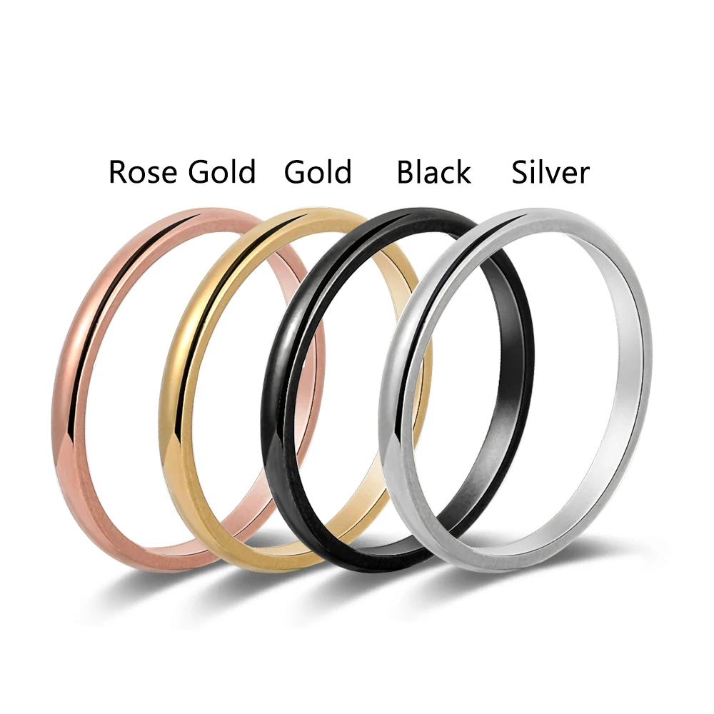 Hot Fashion Simple Punk 2mm Thin Stackable Ring Stainless Steel Plain Band Knuckle Rings Party Jewelry for Women Girl Size 3-10 | Украшения