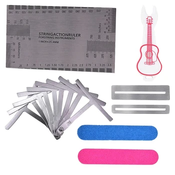 

15 Pieces Luthier Tools Set Includes String Action Gauge Ruler, Understring Radius Gauge, Fingerboard Fret Protector Guards, Bri