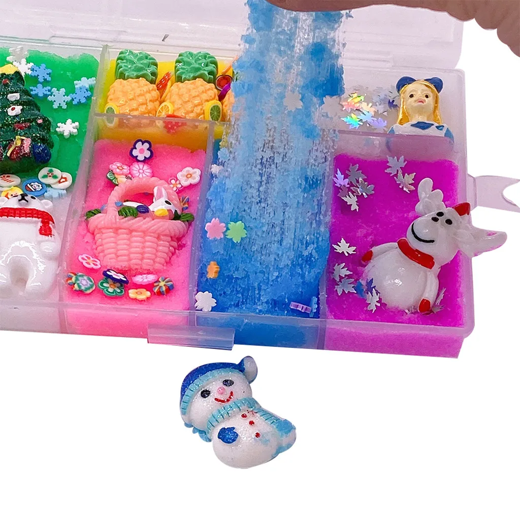 Slime Charms рождественские игрушки Slime DIY глина смешивание облако хлопок грязь Санта Клаус Кристалл Slijm Speelgoed Рождественская игрушка детский подарок