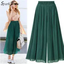 SparkDora/Лидер продаж; модная женская шифоновая юбка с высокой талией в сеточку; свободная повседневная юбка; однотонные складные большие брюки; юбка