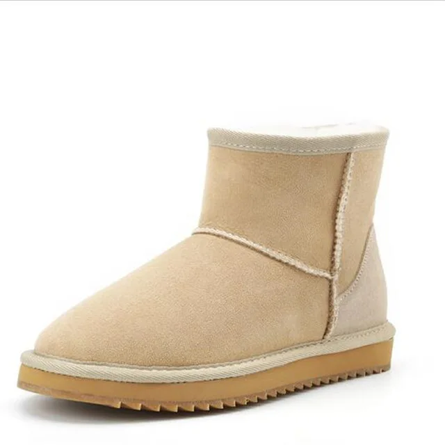 Classic Women Shoes Waterproof Nature Fur Wool Real Sheepskin Leather Classic Snow Boots Genuine Sheepskin Women Boots - Color: sandy