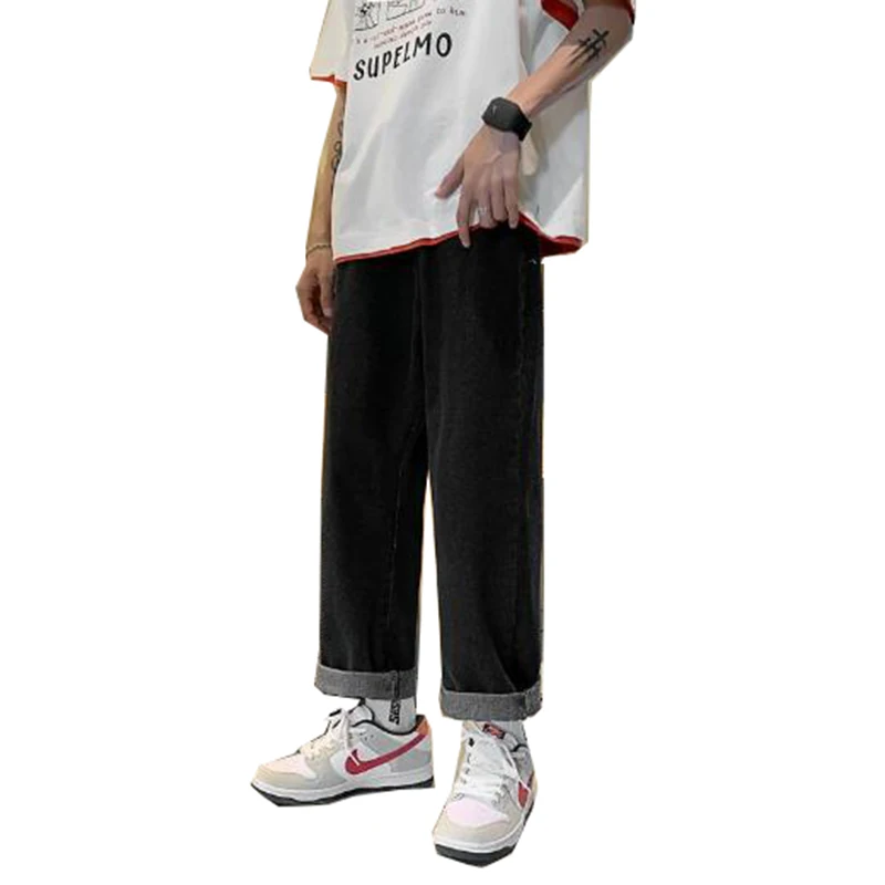 2021 New Mens Jeans Men   Wide Leg Korean Style Denim Pants Japanese Streetwear Fashion  Baggy Jeans For Men