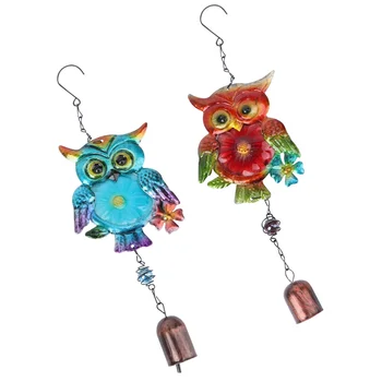 

2Pcs Metal Owl Shaped Wind Chime Creative Wind Bell Garden Hanging Pendant
