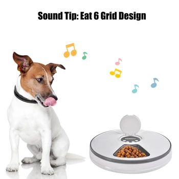 

Pet Automatic Feeder 6 Grid Electric Timing Quantitative Intelligent LCD Display Dog Feeding Machine Music Reminder Pet Bowl