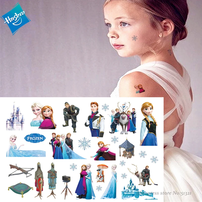 

Hasbro Children Cartoon Temporary Tattoo Sticker Novelty Cosplay Gag Toys for Princess Sofia Elsa Snow Party Funny Sticker Toy