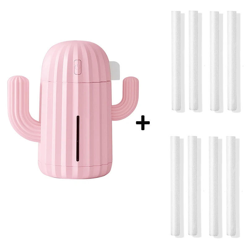 Pink and 8 filters 340MLAir увлажнитель Романтический светодиодный мягкий силиконовый USB арома-диффузор С КАКТУСОМ для домашнего офиса автомобиля ароматерапия Humidificador - Цвет: Pink and 8 filters