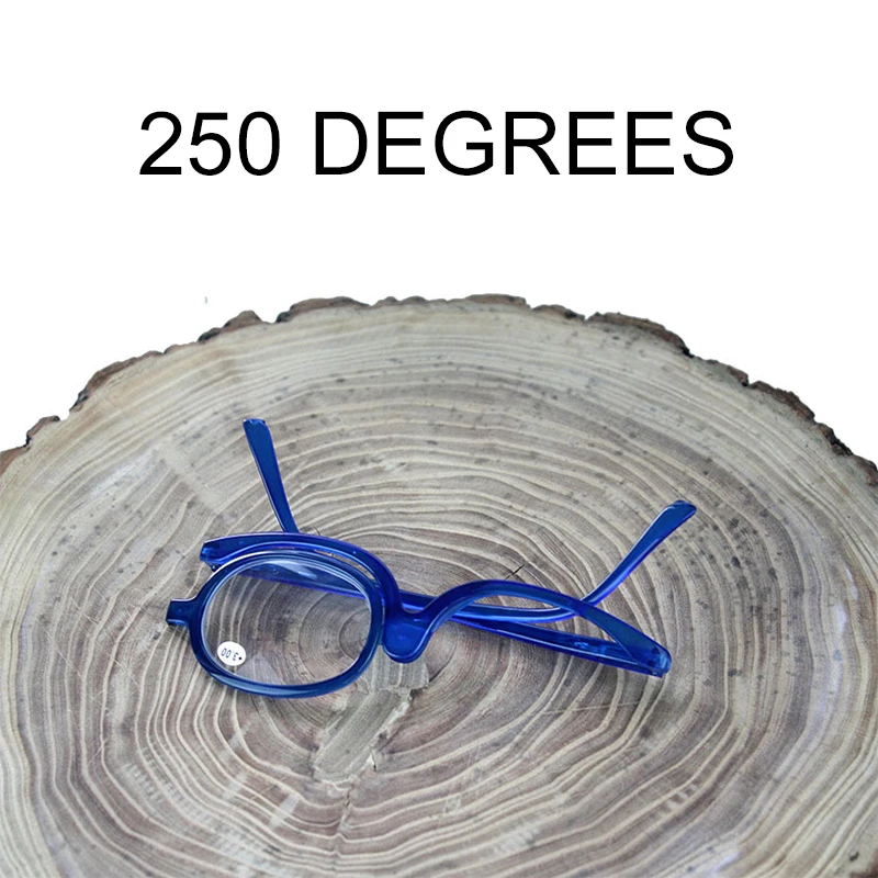 250 degrees blue AOZBZ вращающийся макияж очки для чтения складные очки Косметика общие+ 1,0+ 1,5+ 2,0+ 2,5+ 3,0+ 3,5+ 4,0+ увеличительные очки - Цвет: 250 degrees blue