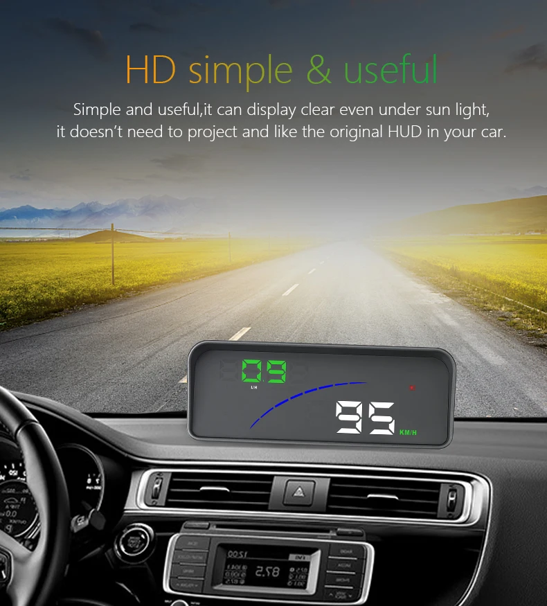 3.6/" Car HUD Head Up Display OBD2 EUOBD Smart Speedometer Speed Warning System
