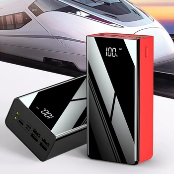 

50000 mAh Portable power bank mirror LED display Charging Poverbank 2.1A fast charging 4 USB output phone charger for huawei