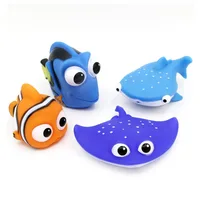 Cute Vinyl Clownfish Shark Devil Fish Nemo Dory Float Spraying Water Squeeze Sea Animals For Baby Kids Bathing Toys 2