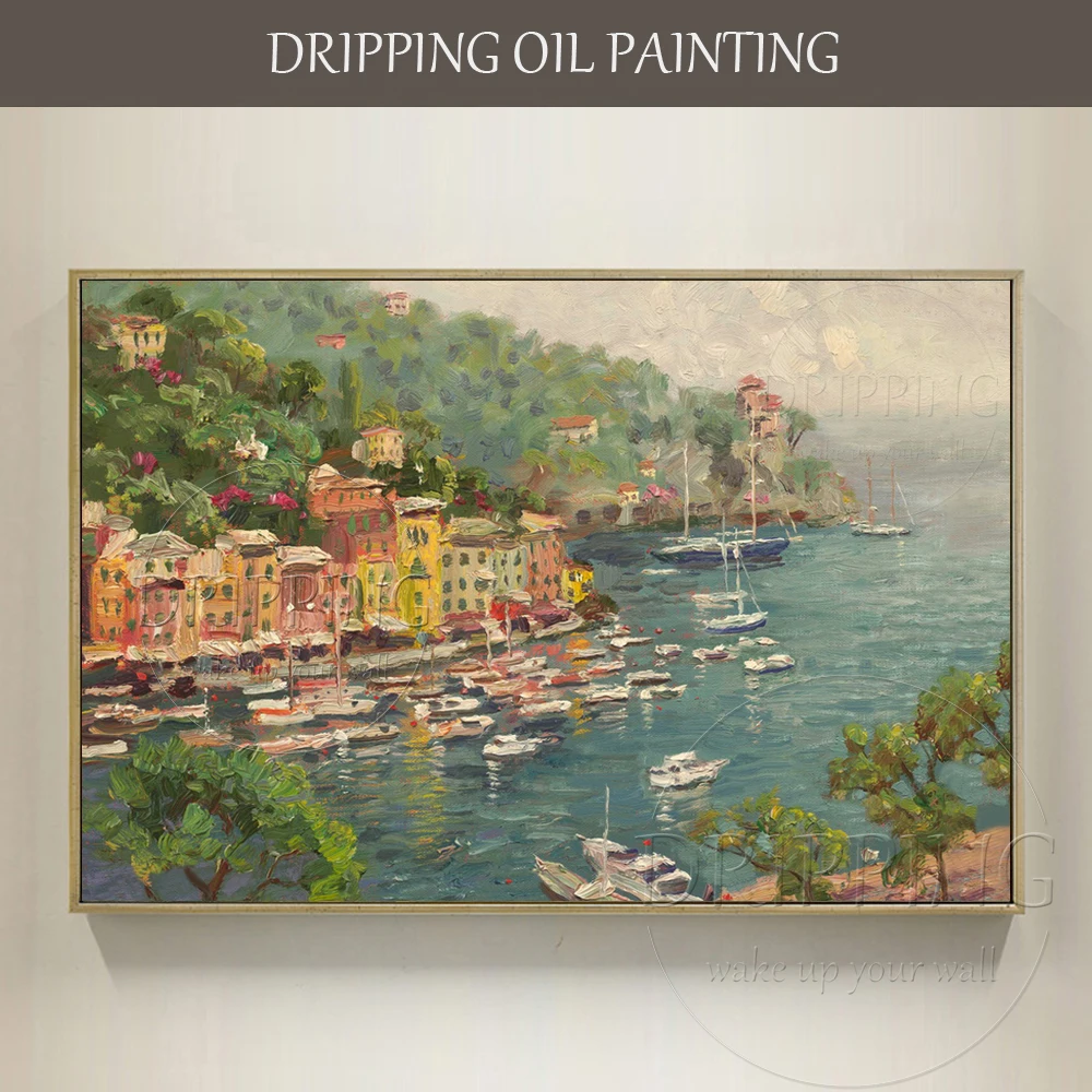 

Reproduce Excellent Artwork Portofino Asian Oil Painting on Canvas Beautiful Asian Landscape Oil Painting for Wall Decoration