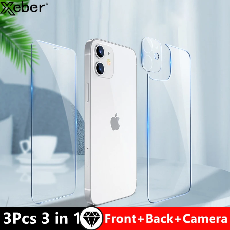 Защитное закаленное стекло 3 в 1 для iPhone 12 13 Pro 11 Max Mini | Мобильные телефоны и