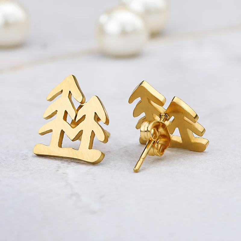 Изысканные рождественские серьги-гвоздики дерево из розового золота в виде снежинок для женщин, модные ювелирные изделия, подарок для лучшего друга