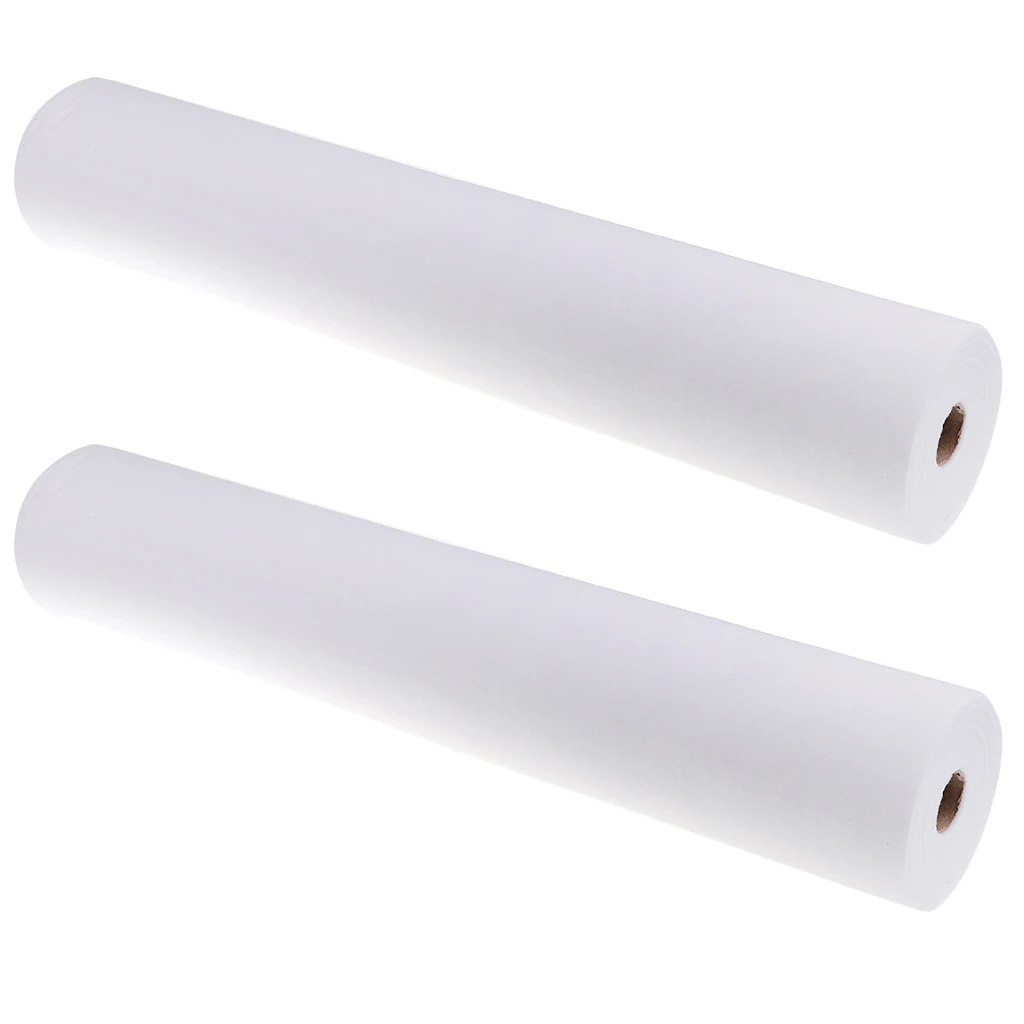 2 Roll 100 Sheets Non-Woven Headrest Paper Roll Spa Salon Massage Bed Table Cover Tattoo Supply- 50x70cm, White