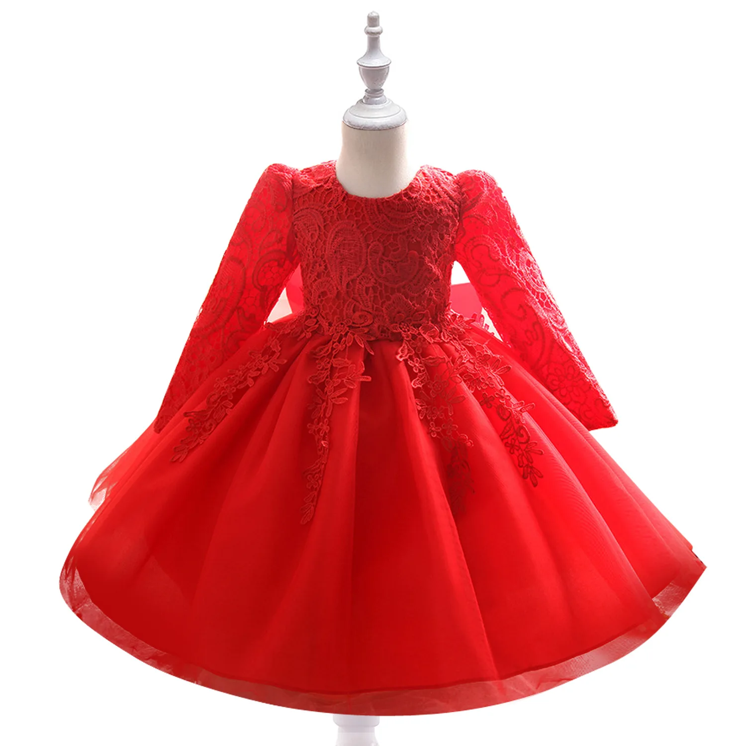 

2019 Spring New Style Girls Dress Performance Dresses of Bride Fellow Kids Children Long Sleeve Princess Dress Europe And Americ