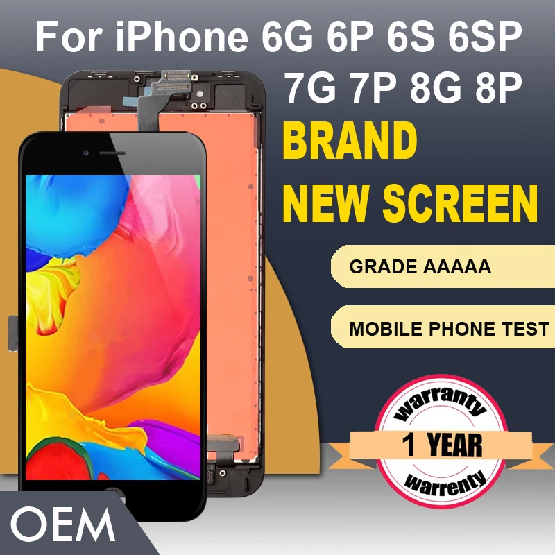 

AAA+++quality 100%OEM for iPhone 6 6S 7 8 is 4.7 5.5 inch mobile phone screen for iPhone 6P 6SP 7P 8P 100% P test+gift