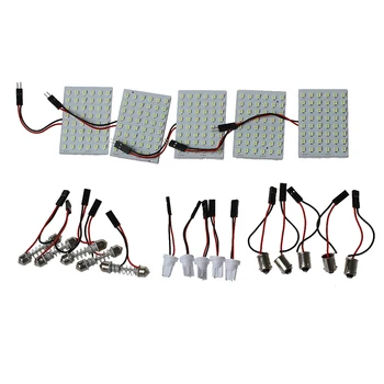 

HOT-5pcs Car Interior Light Panel 48 SMD LED T10 BA9S Dome Festoon Bulb Adapter 12V White panel