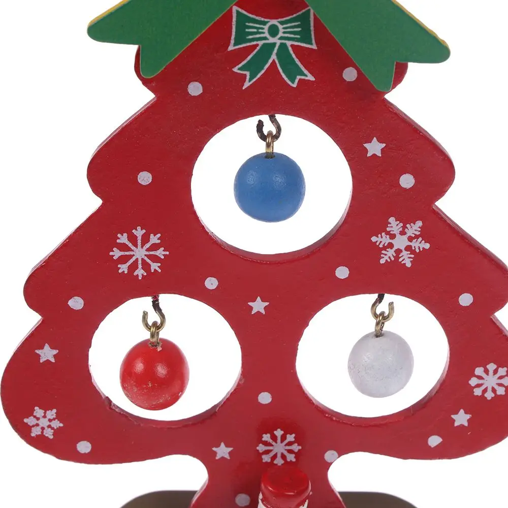 Каваи маленькое Рождественское дерево орнамент мини окрашенная деревянная карточка Новогодние украшения для дома аксессуары для фестивалей