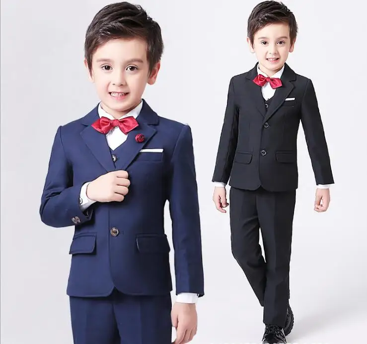 

5pcs/set Boys Blazer Suits set (suit+pant+vest+shirt+tie) Kid Boy Wedding Party Suits Blazer Costume Garcon Formal School wears
