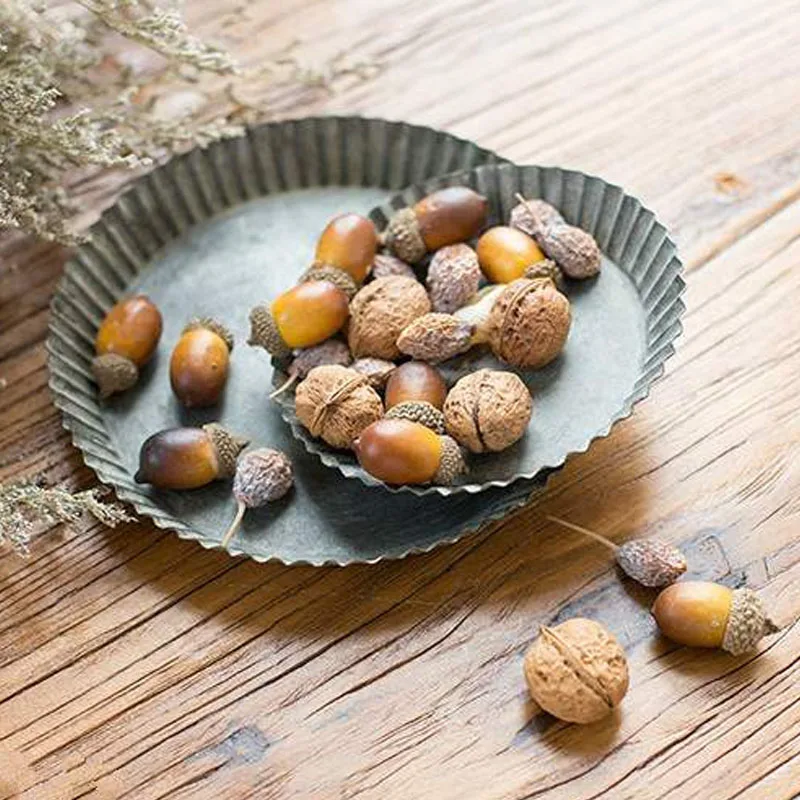 JINSERTA-2PCS-Metal-Storage-Tray-Set-Vintage-Round-Handcrafted-Dried-Fruit-Snack-Cake-Plate-Home-Garden