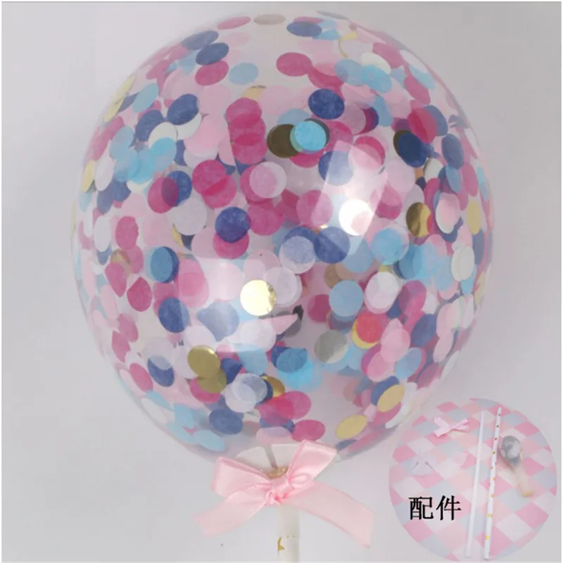 Cakelove 5 дюймов воздушный шар "Конфетти" торт Топпер украшение с соломенной лентой стол детский душ один день рождения шары для свадебной вечеринки - Цвет: Round mix 1pcs