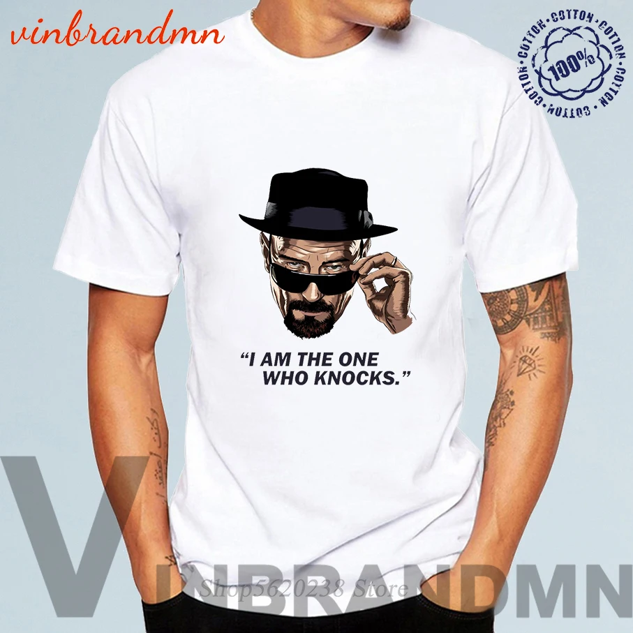 Heisenberg Graphic/мужские футболки из 100% хлопка мужские с надписью I am the one who knocks для