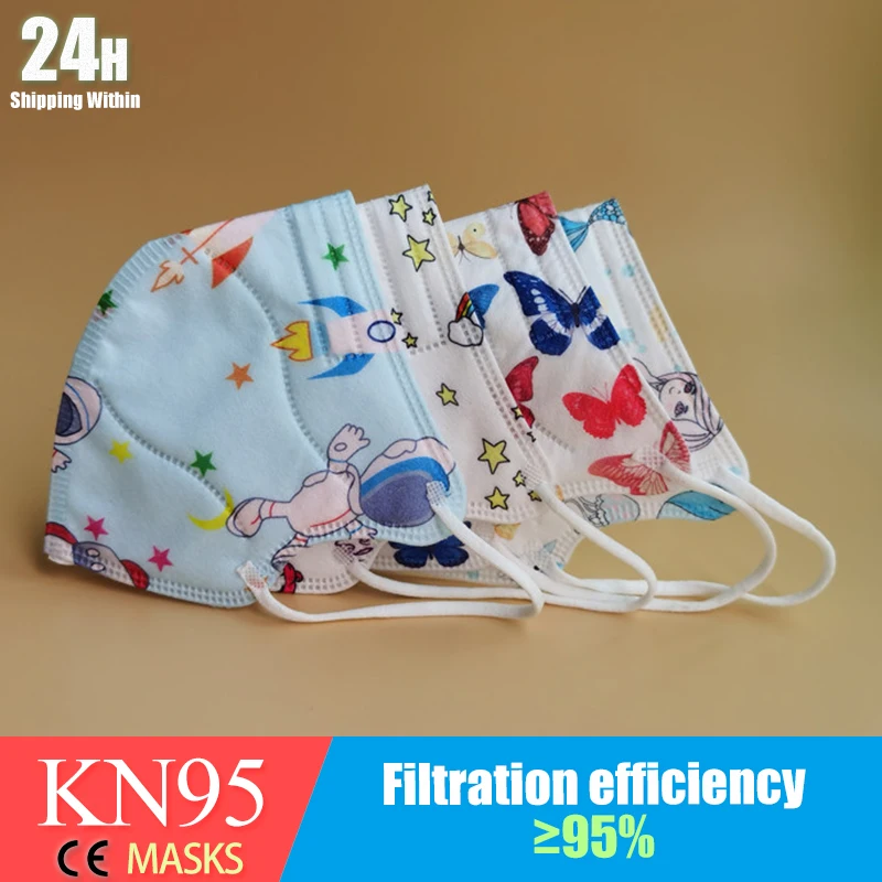 10-200 Uds unicornio FFP2 KN95 niños máscara más grueso 5 capa KN95 niños máscara Anti-niebla máscara de boca respirador estudiante Fit 2-9 años