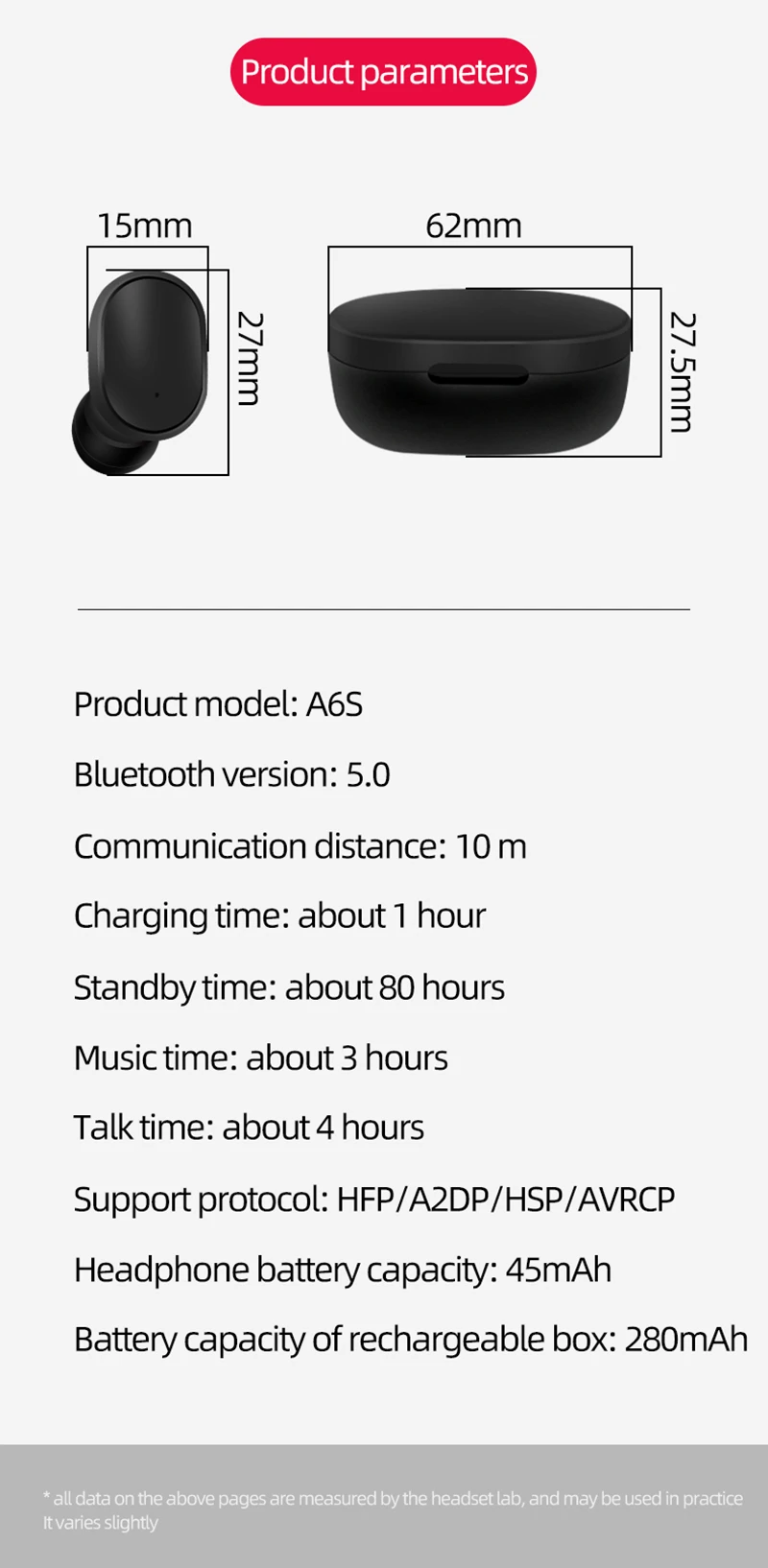 A6S Bluetooth гарнитуры для Redmi Air Dots беспроводные наушники 5,0 TWS наушники с шумоподавлением Микрофон для Xiaomi huawei handsfree ecouteur sans fil bluetooth sluchawki bezprzewodowe