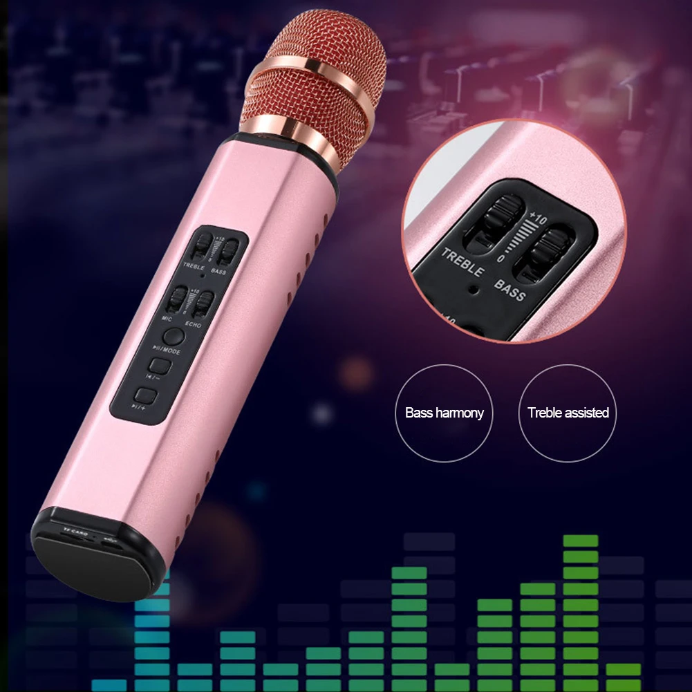 K6 Bluetooth беспроводной конденсаторный волшебный микрофон караоке для мобильного телефона плеер микрофон динамик Запись музыки
