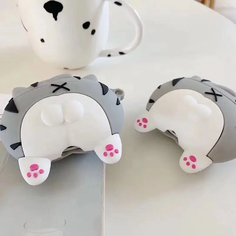Силиконовый защитный чехол с милым котенком для Airpods 1/2