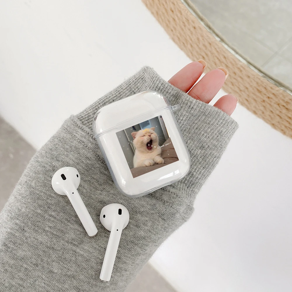 Силиконовый чехол MEMES для Apple Airpods 1 2 Чехол прозрачный мягкий Air Pod Dogs meme защитный