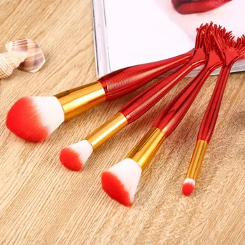 

4Pcs/set Red Forked Fish Tail Makeup Brushes Set Foundation Powder Eyeshadow Eyeliner Lip Foundation Brush Cosmetic Beauty Tool