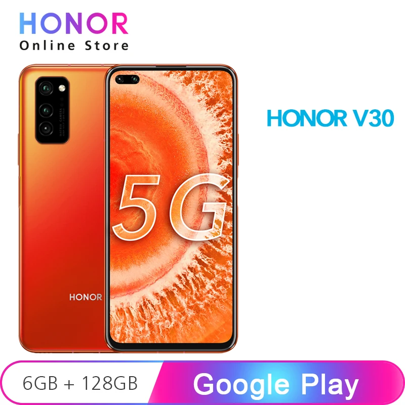 Смартфон Honor V30 Google Play 6 ГБ 128 Восьмиядерный процессор NFC Kirin 990 тройная тыловая