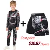 Kids MMA Rashguard BJJ GI T-shirt +Pants Jiu Jusit Tight Trousers Muay Thai Shorts 3Pcs/Set Children MMA Compression Sportsuits 3