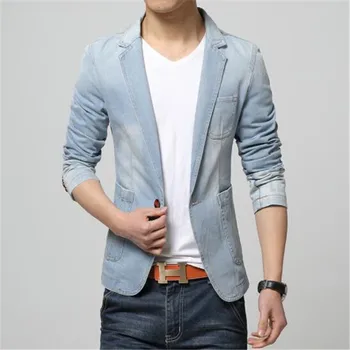

HOT 2019 New Spring Fashion Brand Men Blazer Men Trend Jeans Suits Casual Suit Jean Jacket Men Slim Fit Denim Jacket Suit Men