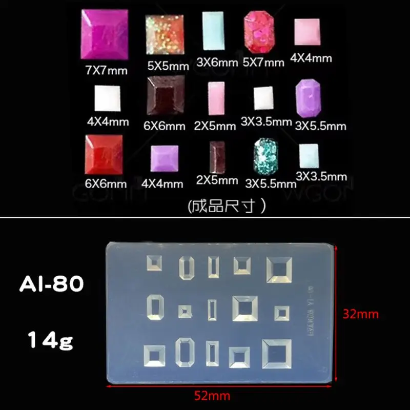

DIY Nail Art Silicone Mold 3D Cat Rabbit Wing Square Resin Mold Jewelry Tools B95F