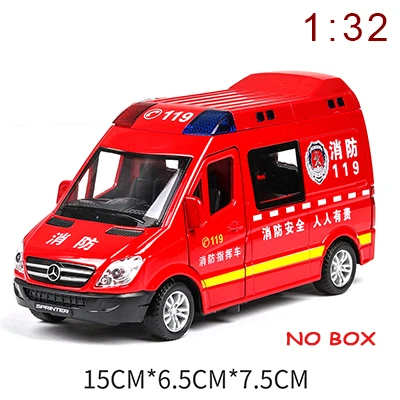 Литая 1:32, больничная скорая помощь, Полицейская DHL, металлическая модель автомобиля, оттягивающий звук и светильник, игрушечный автомобиль из сплава, Томас тайо, автобус - Цвет: Fire truck