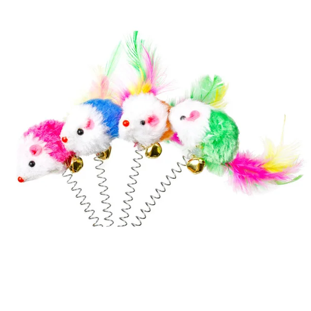 Swinging Mouse Toy - Suction Cup, Spring, and Feather Mouse Toy with Bell Sound, Interactive Cat Toy 5