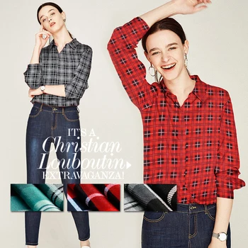 

114 cm plaid printed silk fabric 12 mm silk crepe de chine fabric summer breathable clothing dress fabric wholesale silk cloth