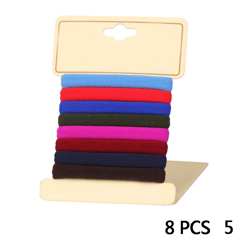 8Pcs 5 8 шт./компл. и девочек; резинка для волос, обтянутая тканью кольцо Карамельный цвет головной убор на подтяжках, милое Резиновая лента для волос заколка для волос Детская Женские аксессуары для волос - Окраска металла: 8Pcs 5