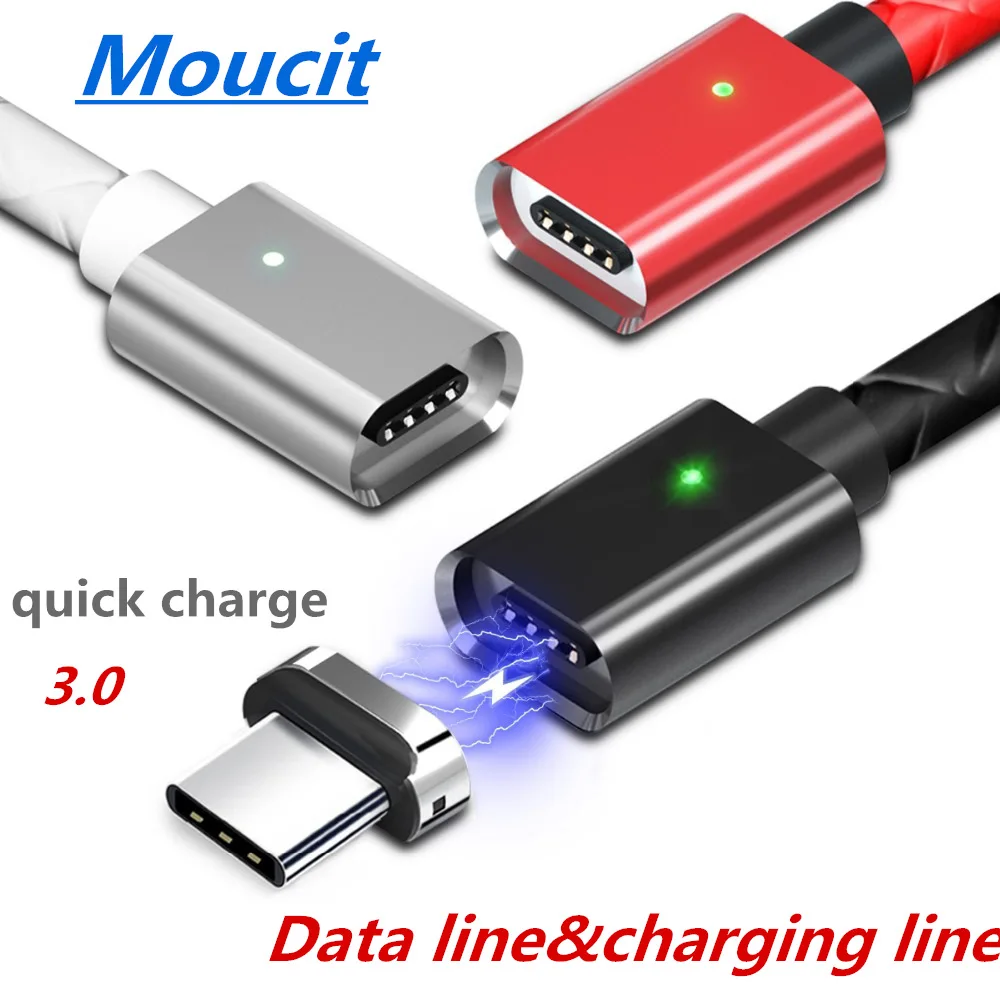 Moucit Mic USB кабель и кабель type c для samsung Xiaomi Магнитная Зарядка быстрое зарядное устройство USB кабель usb type c строка данных для телефона